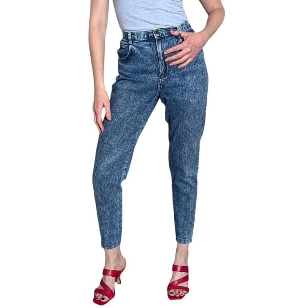 Vintage 90s Helium High Rise Mom Jeans Acid Wash Ankle Zip Made in USA Sz 11